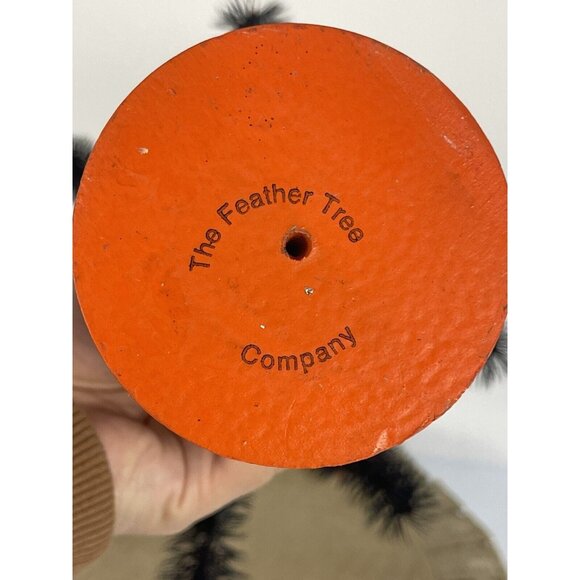 German Feather Tree Black with Orange Berry Beads and Orange Wood Base Halloween - Picture 3 of 7